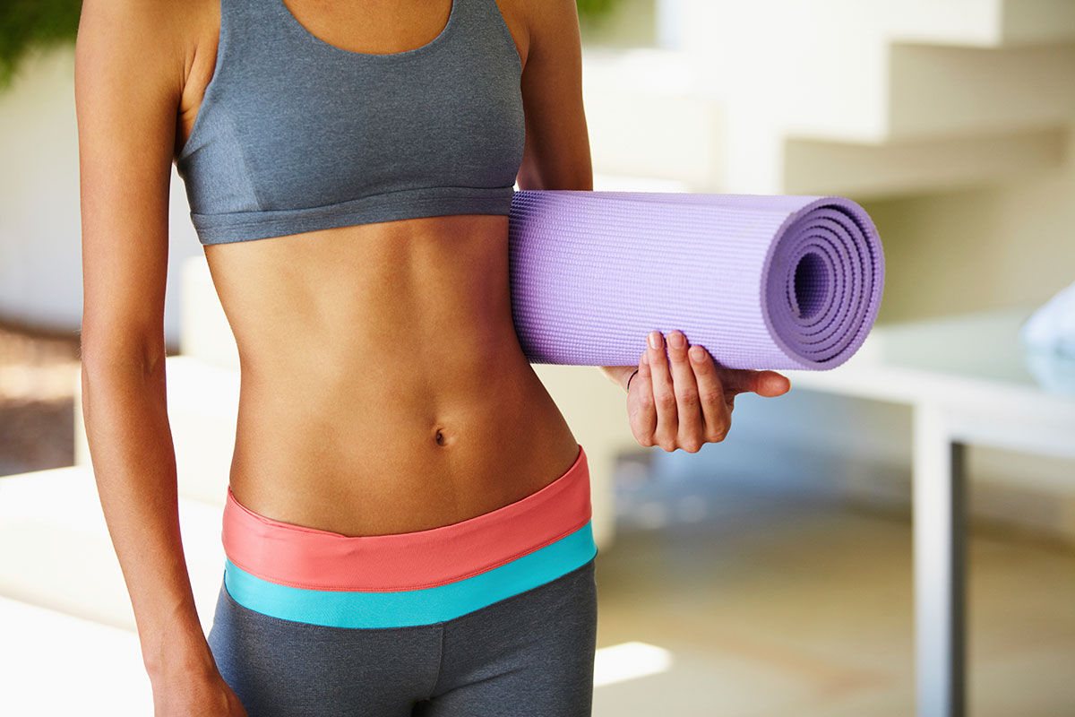 Yogamatte Frau Yoga Übung Yogamatte Frau Yoga Übung