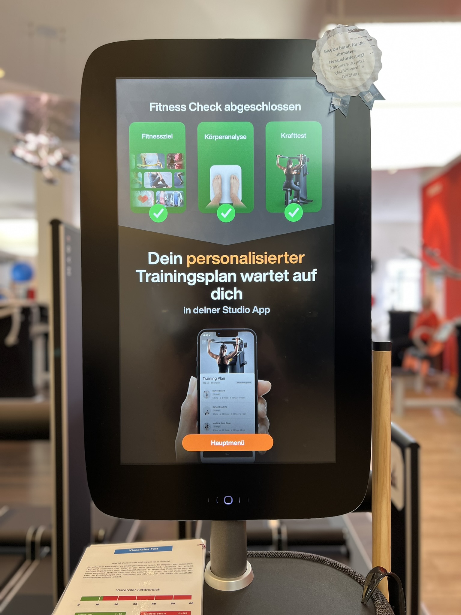 Bildschirm mit Anzeige Trainingsplan