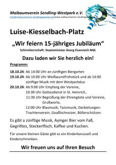 Programm für die Jubiläumsfeier des Maibaumvereins Jubiläumsfeier Maibaumverein