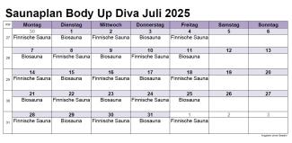 Saunaplan BUP Diva Juli 2025.