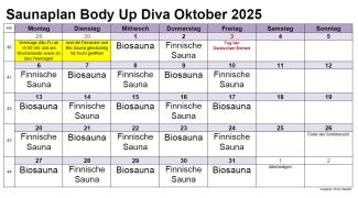 Saunaplan Diva Oktober 2025